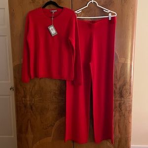Neiman Marcus Red 100% Cashmere Lounge Set XL NWT